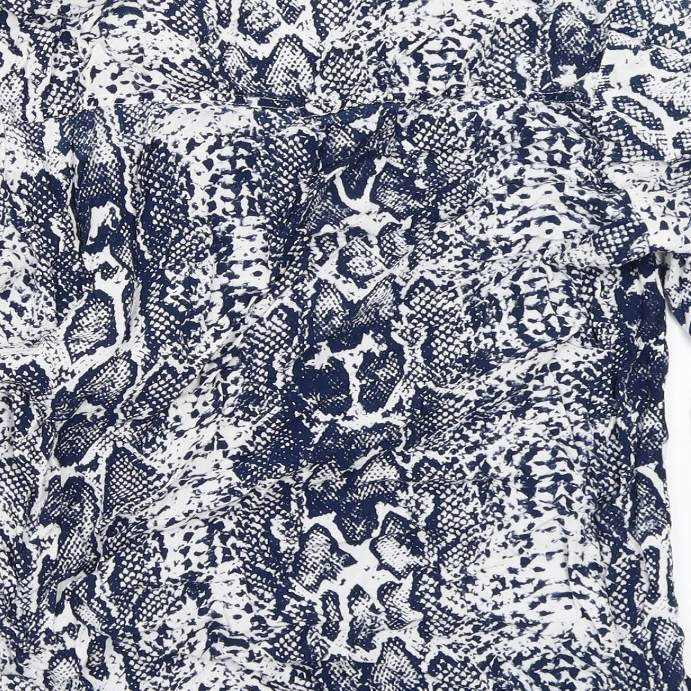 White ginger Womens Blue Animal Print  Basic T-Shirt Size S