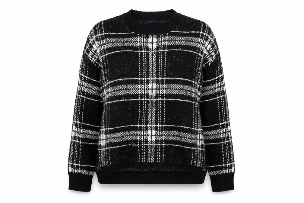 Marks and Spencer Womens Black Check Knit Pullover Jumper Size M