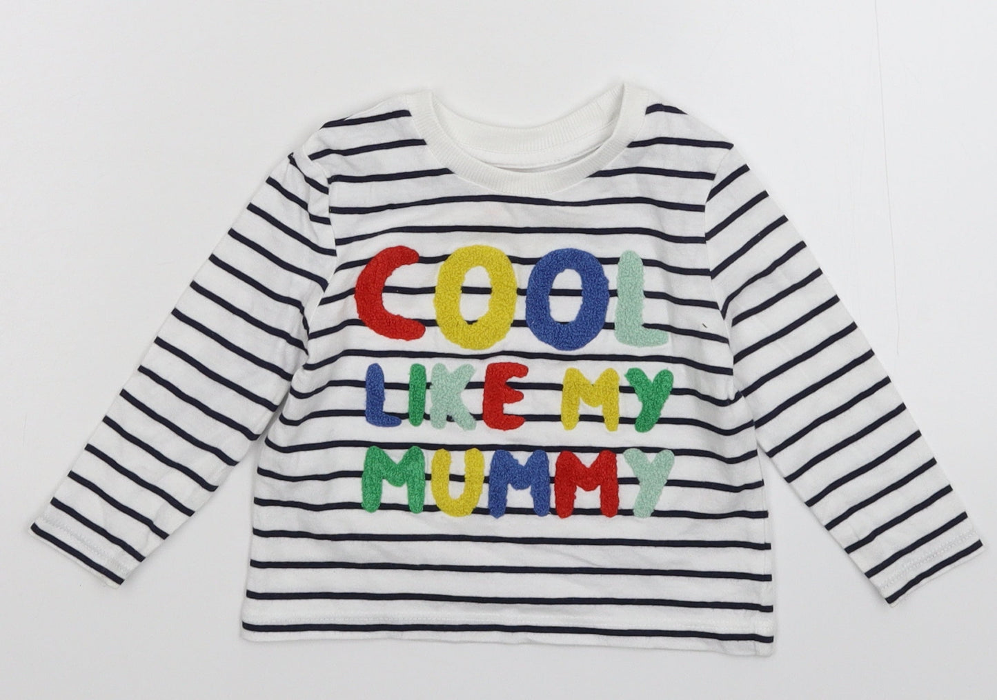 Very Baby White Striped  Basic T-Shirt Size 9-12 Months