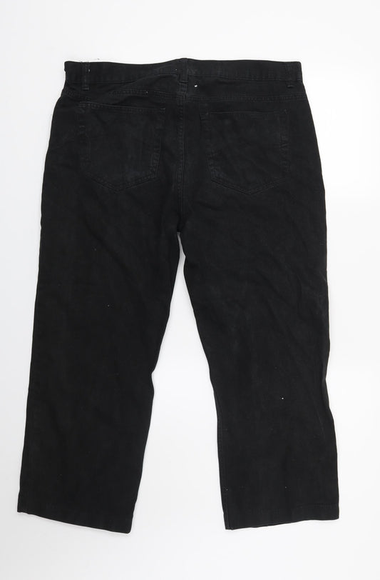 Preworn Womens Black  Denim Cropped Trousers Size 36 in L22 in