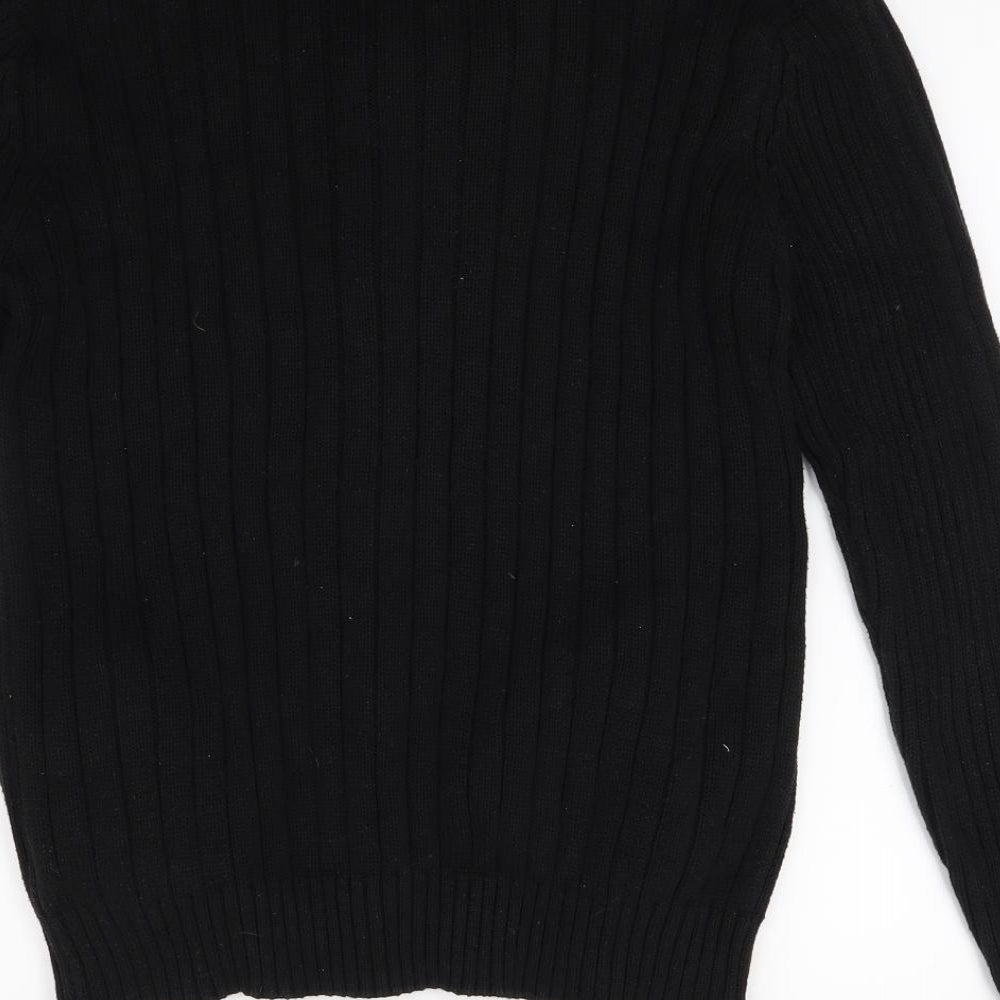 Ceader wood state Mens Black  Knit Full Zip Jumper Size M