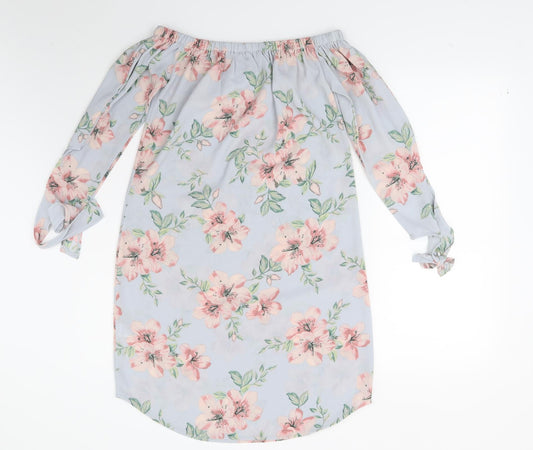New Look Womens Blue Floral  A-Line  Size 8
