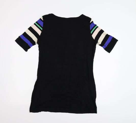 F&F Womens Black Striped Flannel Shift  Size 12