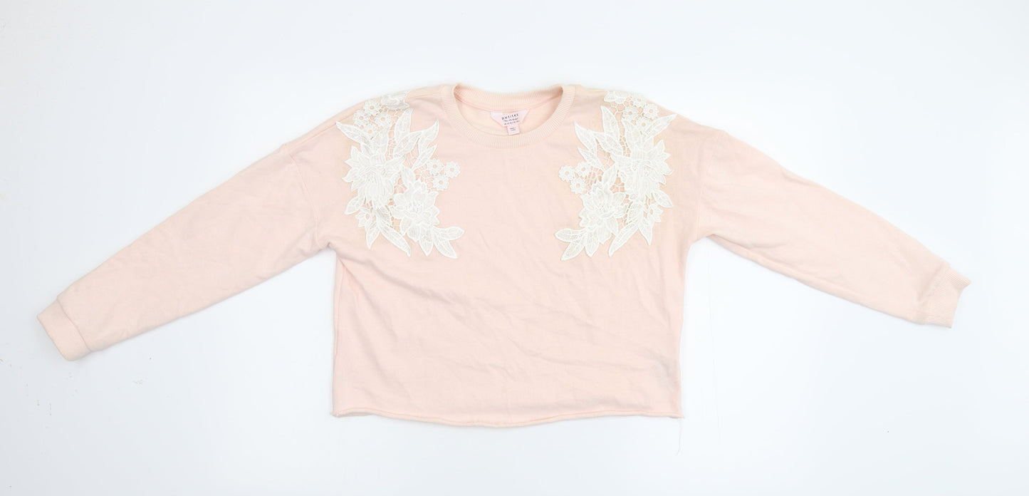 Petities Womens Pink Floral  Pullover Sweatshirt Size 10