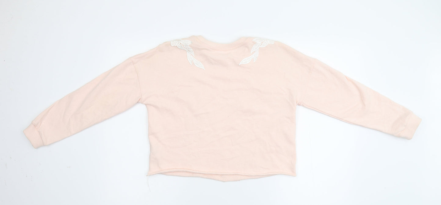 Petities Womens Pink Floral  Pullover Sweatshirt Size 10