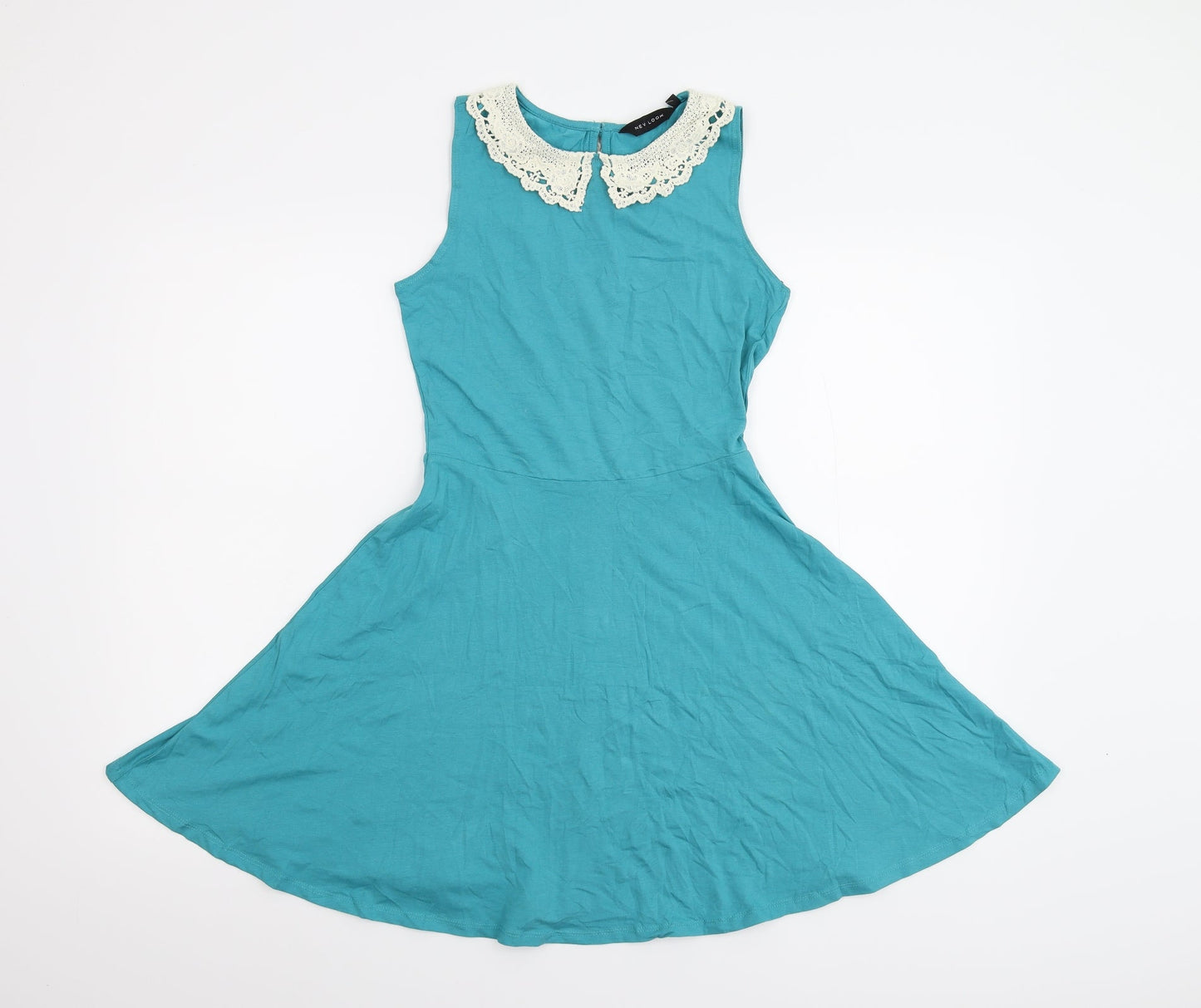 New Look Womens Blue  Jersey Skater Dress  Size 8