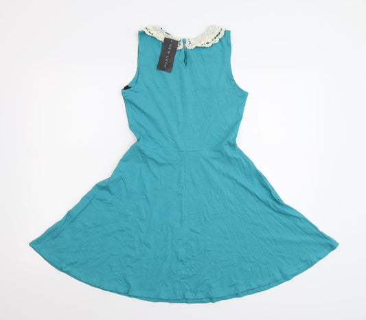 New Look Womens Blue  Jersey Skater Dress  Size 8