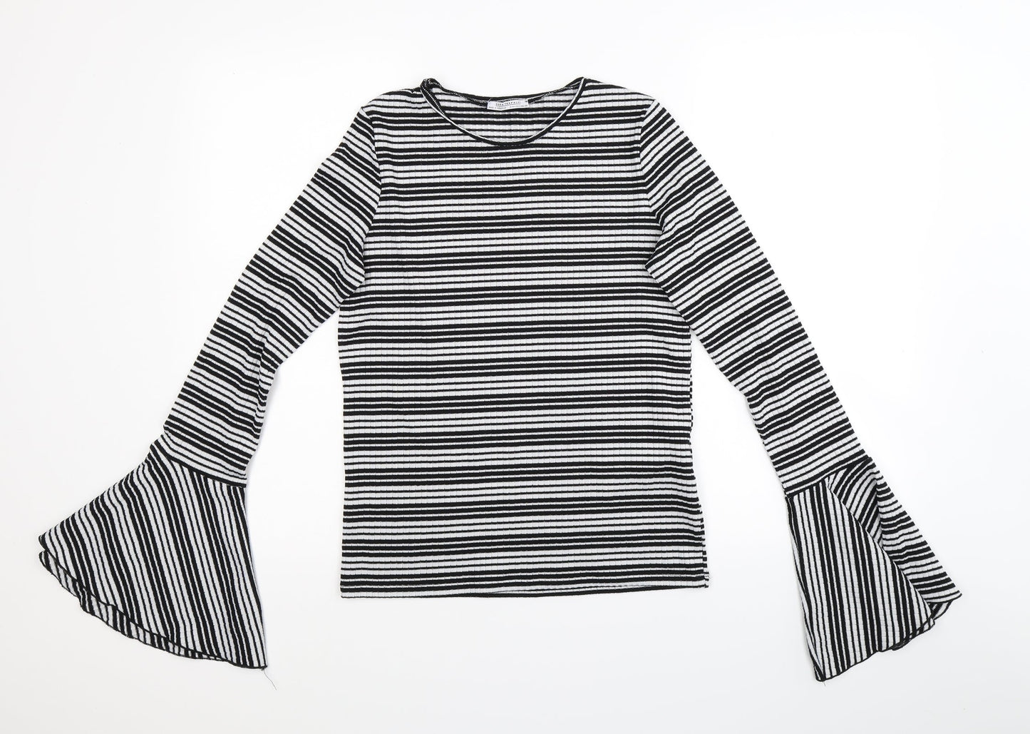 Zara Trafaluc Womens Black Striped  Pullover Jumper Size S