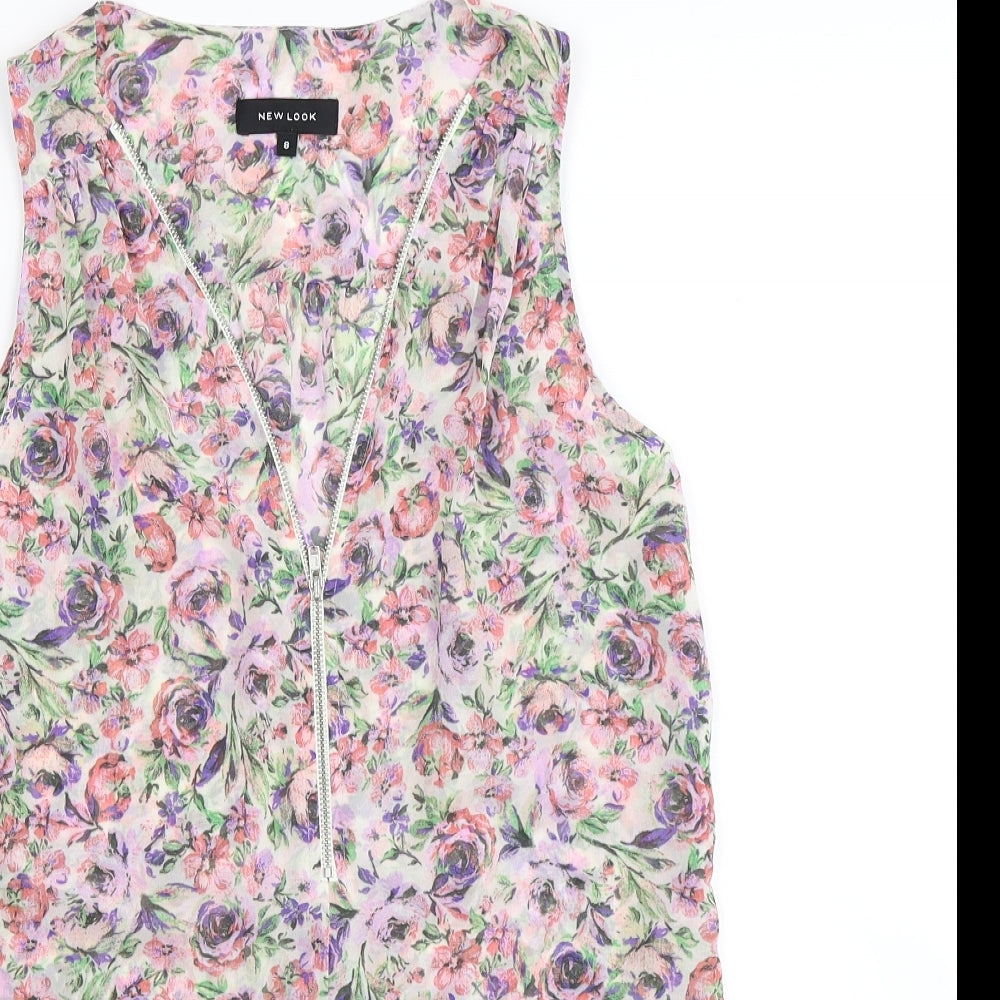 New Look Womens Purple Floral  A-Line  Size 8