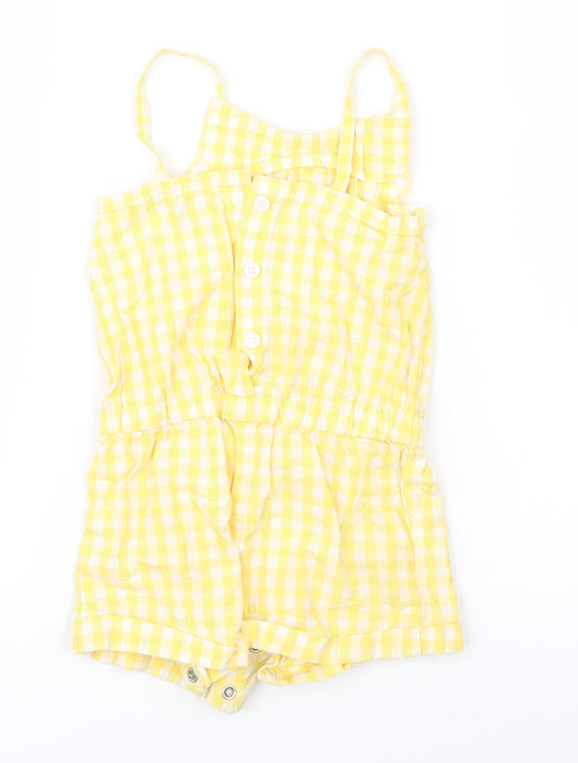 Miniclub Girls Yellow Check  Dungaree One-Piece Size 9-12 Months