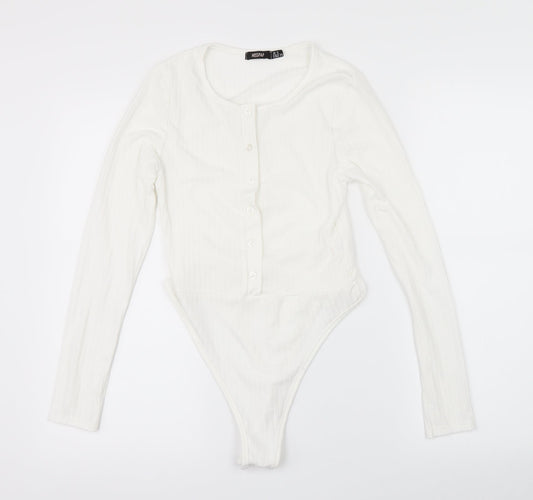 Misspap Womens White   Bodysuit One-Piece Size 8