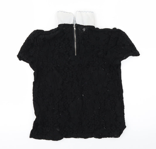 New Look Womens Black Floral  Basic Blouse Size 8