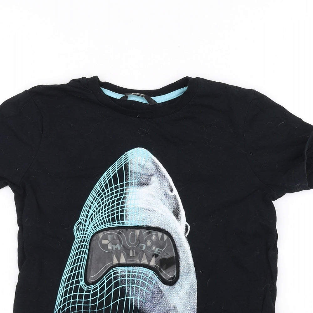 George Boys Black   Basic T-Shirt Size 7-8 Years