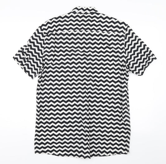 H&M Womens Black Striped  Basic Button-Up Size M