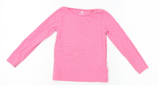 H&M Girls Pink Polka Dot  Top Pyjama Top Size 2-3 Years