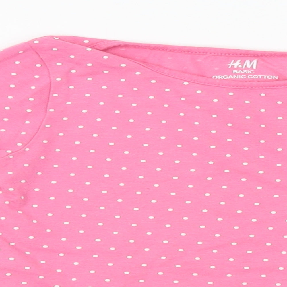 H&M Girls Pink Polka Dot  Top Pyjama Top Size 2-3 Years
