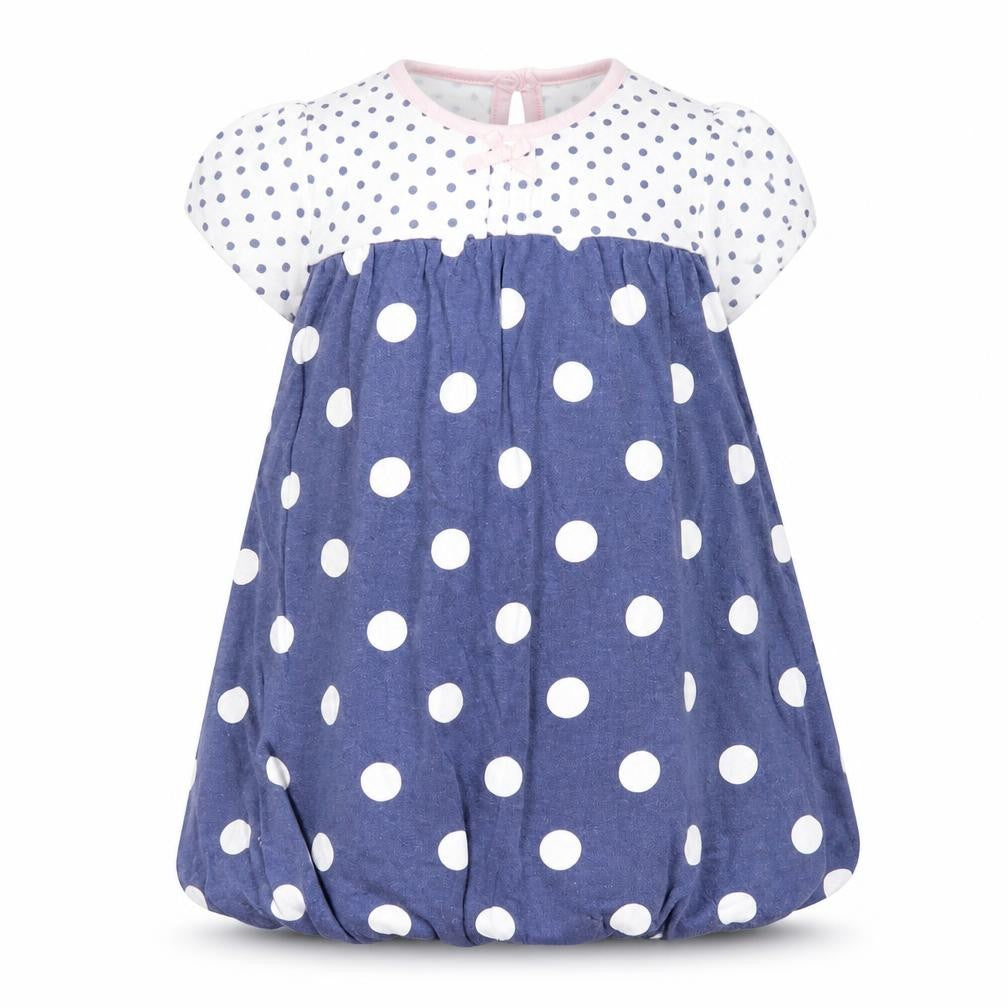Front view of George girls’ blue polka dot fit & flare, size 18-24, months