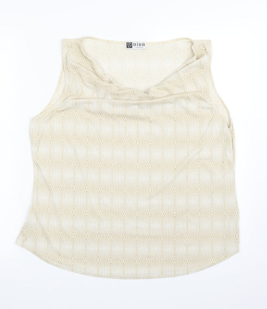DION Womens Gold Geometric  Basic Tank Size XL