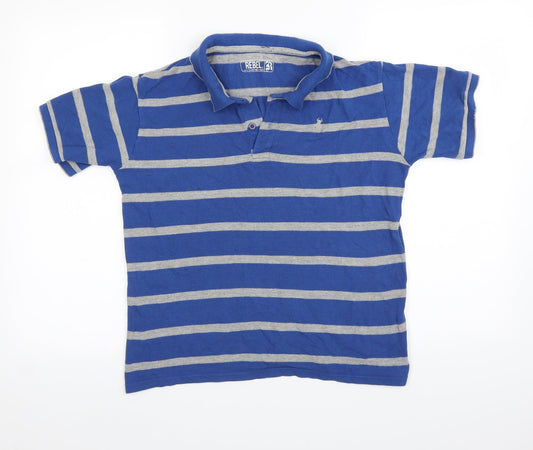 Rebel Boys Blue Striped  Basic Polo Size 12-13 Years