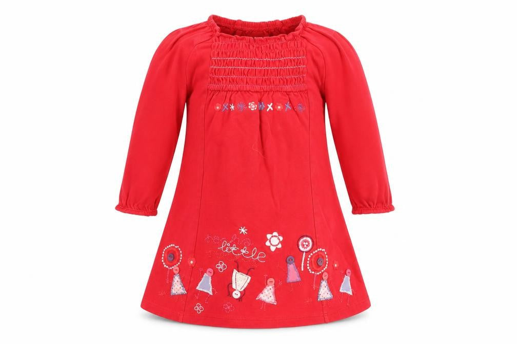 Front view of Rocha Little Rocha girls’ red floral a-line, size 12-18, months