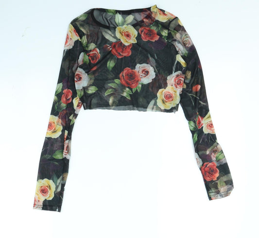 Select Womens Black Floral  Basic Blouse Size 10