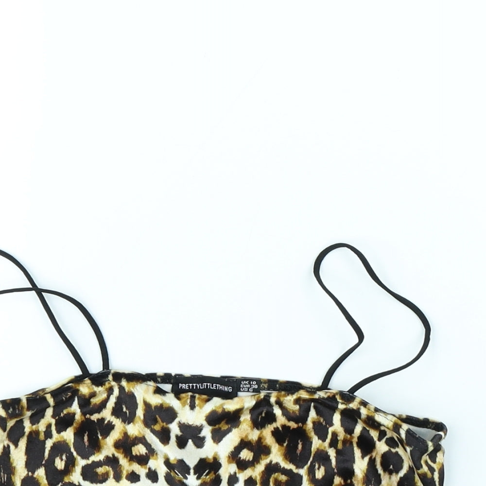 pretty little thing Womens Brown Animal Print  Basic Tank Size 8
