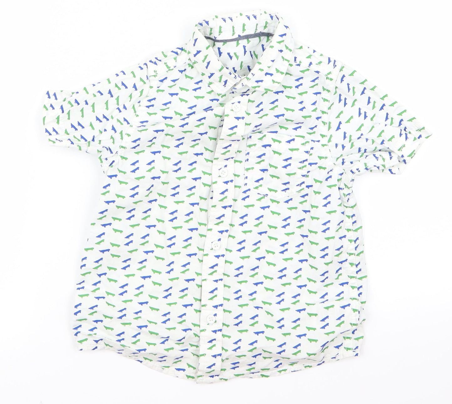 Preworn Boys White Fair Isle  Basic Button-Up Size 3 Years  - V