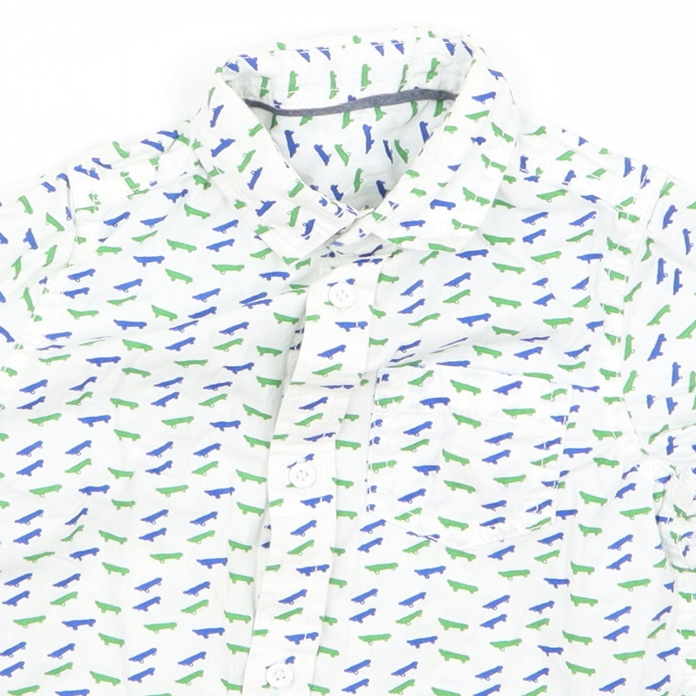 Preworn Boys White Fair Isle  Basic Button-Up Size 3 Years  - V