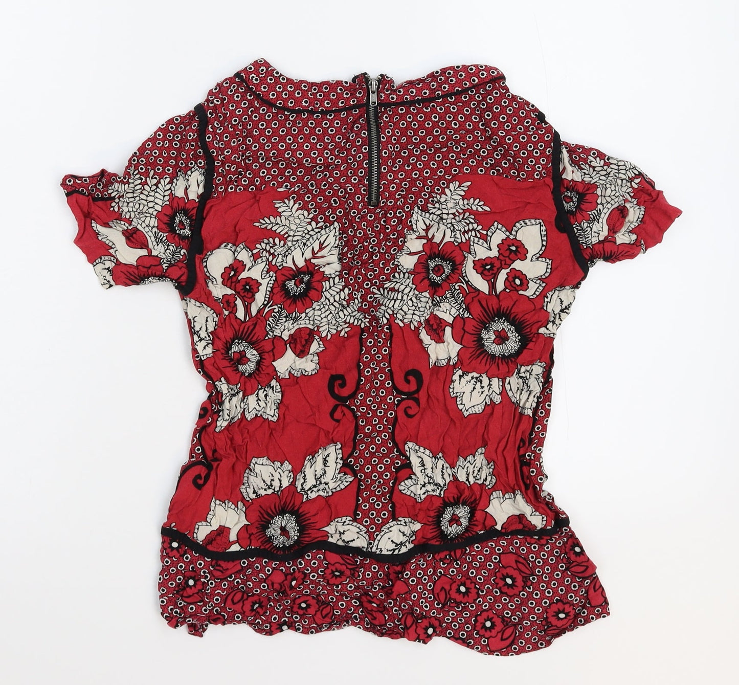 Warehouse Womens Red Floral  Basic T-Shirt Size 10