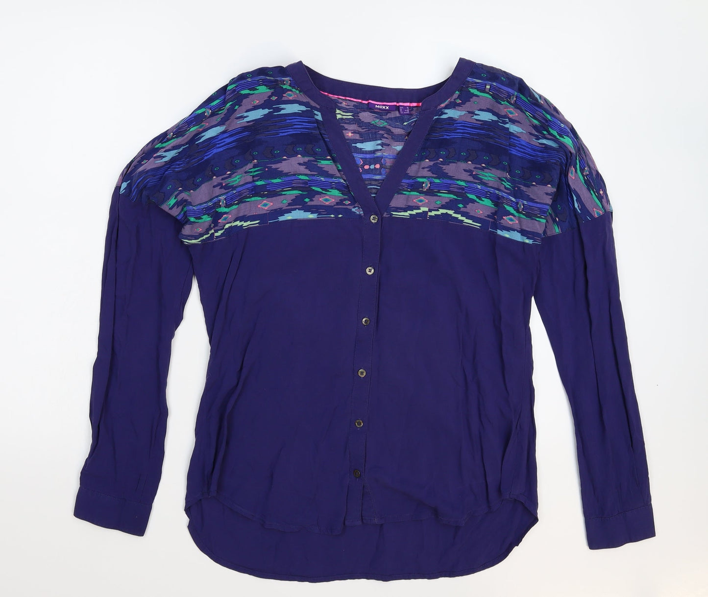 Mexx Womens Blue Geometric  Basic Blouse Size 8