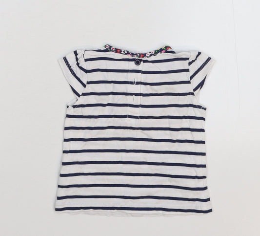 TU Girls White Striped  Basic T-Shirt Size 3-6 Months