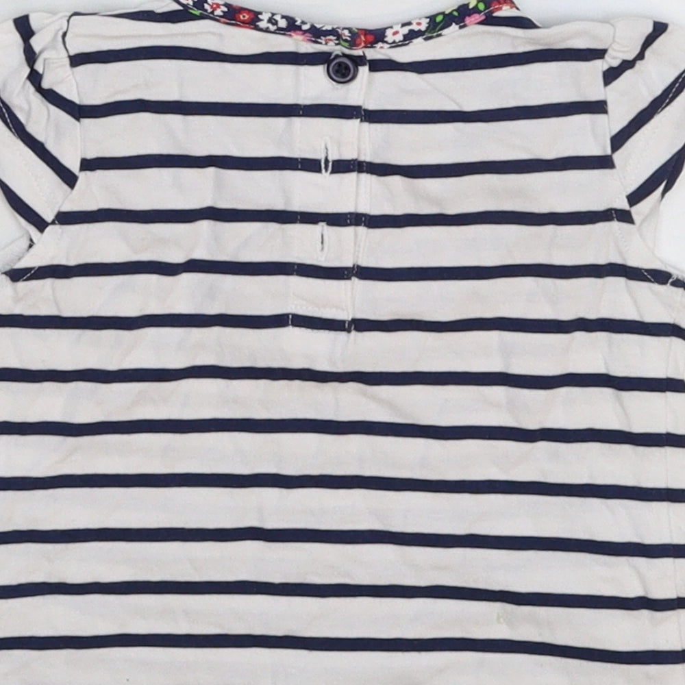 TU Girls White Striped  Basic T-Shirt Size 3-6 Months