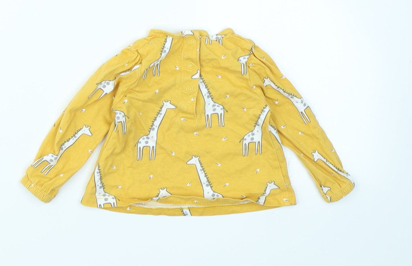 TU Girls Yellow   Basic T-Shirt Size 0-3 Months  - giraffe