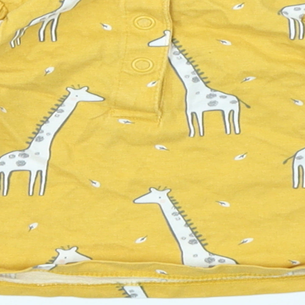 TU Girls Yellow   Basic T-Shirt Size 0-3 Months  - giraffe