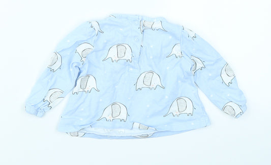 TU Girls Blue   Basic T-Shirt Size 0-3 Months  - Elephant print