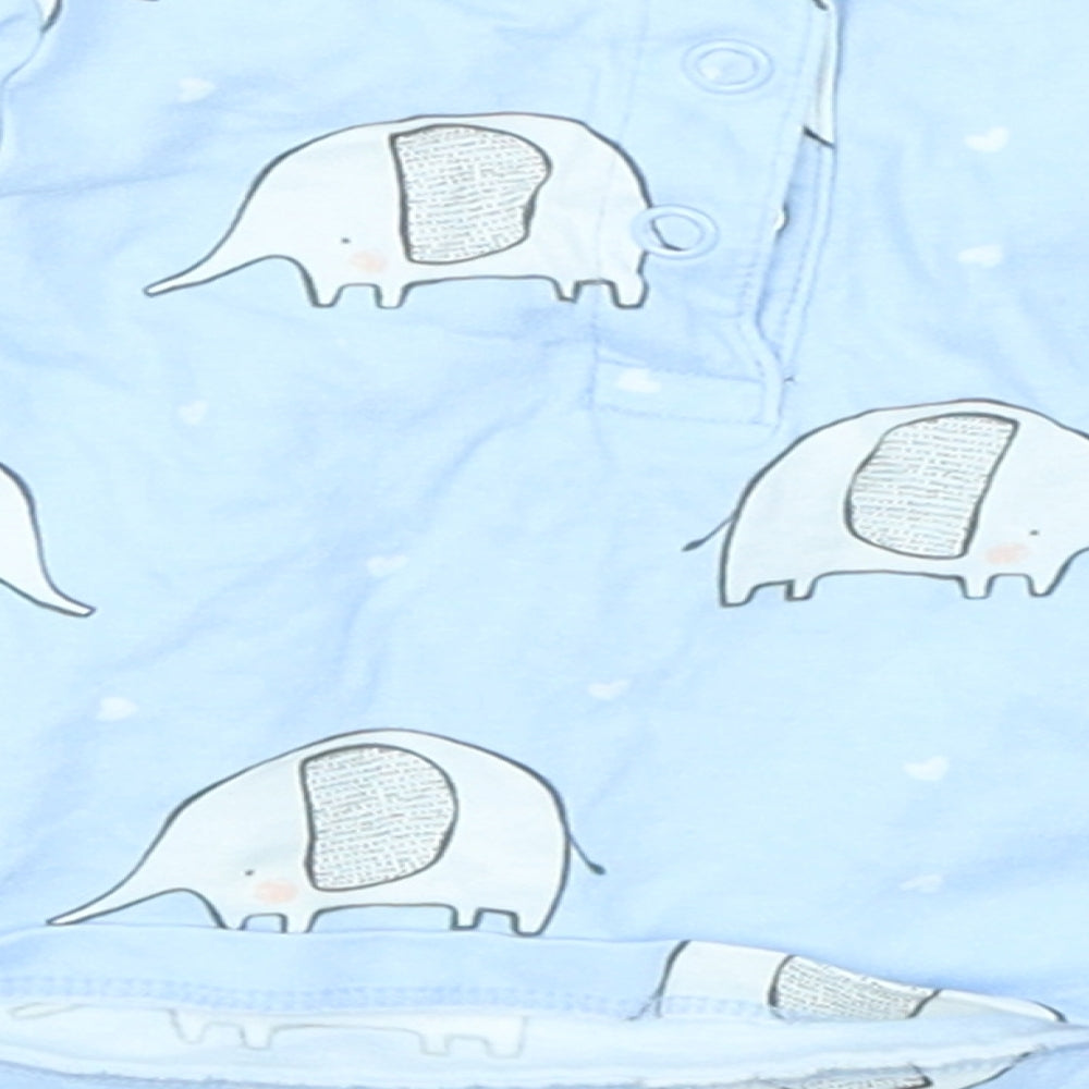 TU Girls Blue   Basic T-Shirt Size 0-3 Months  - Elephant print