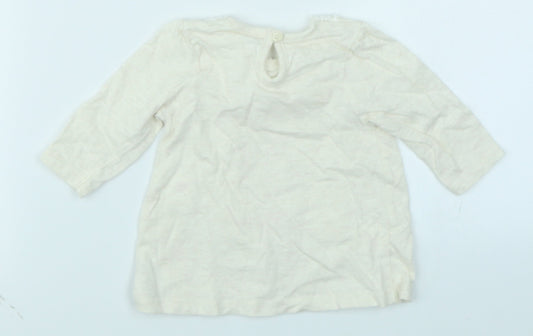 George Girls Beige Floral  Basic T-Shirt Size 0-3 Months  - Bambi