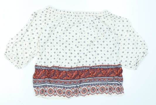 New Look Womens White Paisley  Basic T-Shirt Size 10