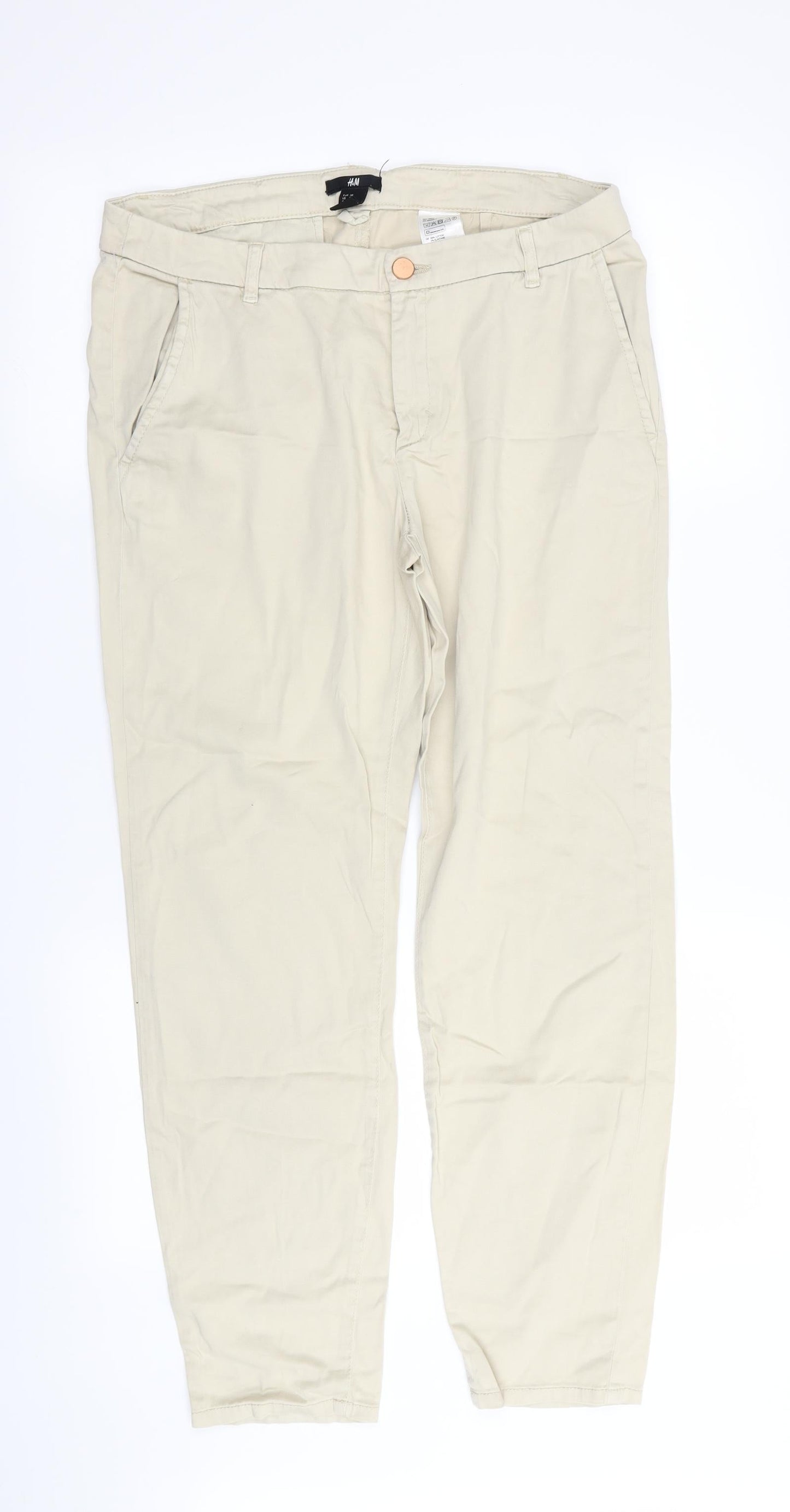 H&M Womens Beige   Trousers  Size 10 L27 in