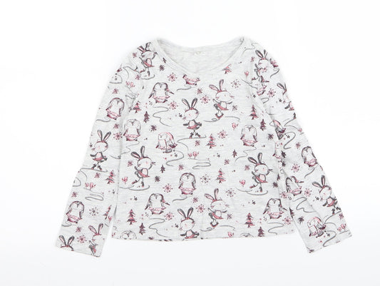 Asda George Girls Grey   Basic T-Shirt Size 4-5 Years