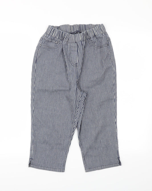 Preworn Womens Blue Striped  Capri Trousers Size 30 in L20 in - Stretch waistband