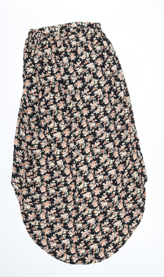 River Island Womens Black Floral  Flare Skirt   - Stretch waistband