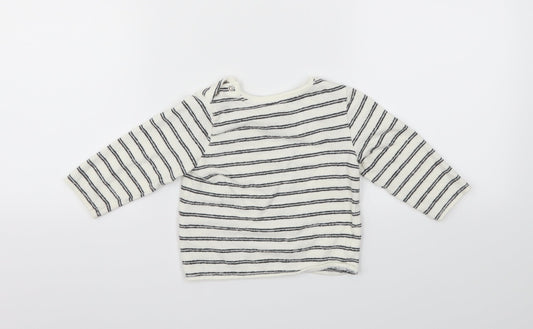 F&F Boys White Striped  Basic T-Shirt Size 6-9 Months