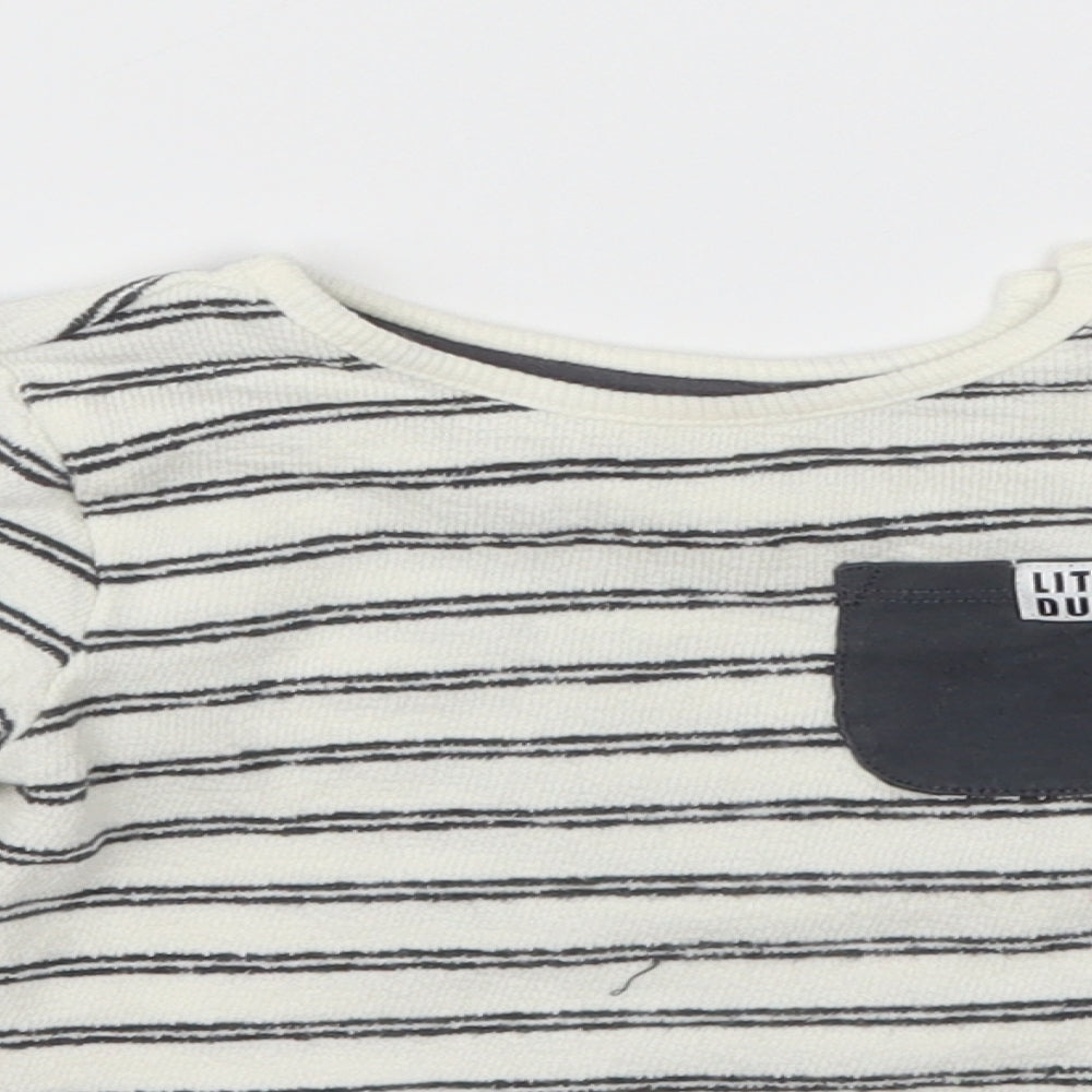 F&F Boys White Striped  Basic T-Shirt Size 6-9 Months