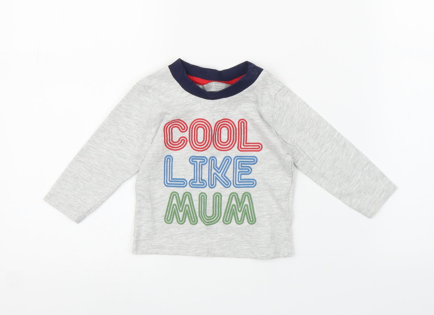 Primark Boys Grey   Basic T-Shirt Size 6-9 Months