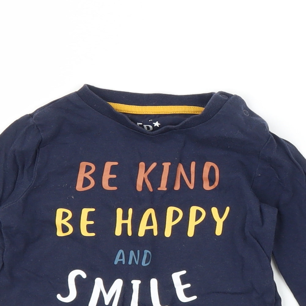 Fred & Flo Boys Blue   Basic T-Shirt Size 9-12 Months