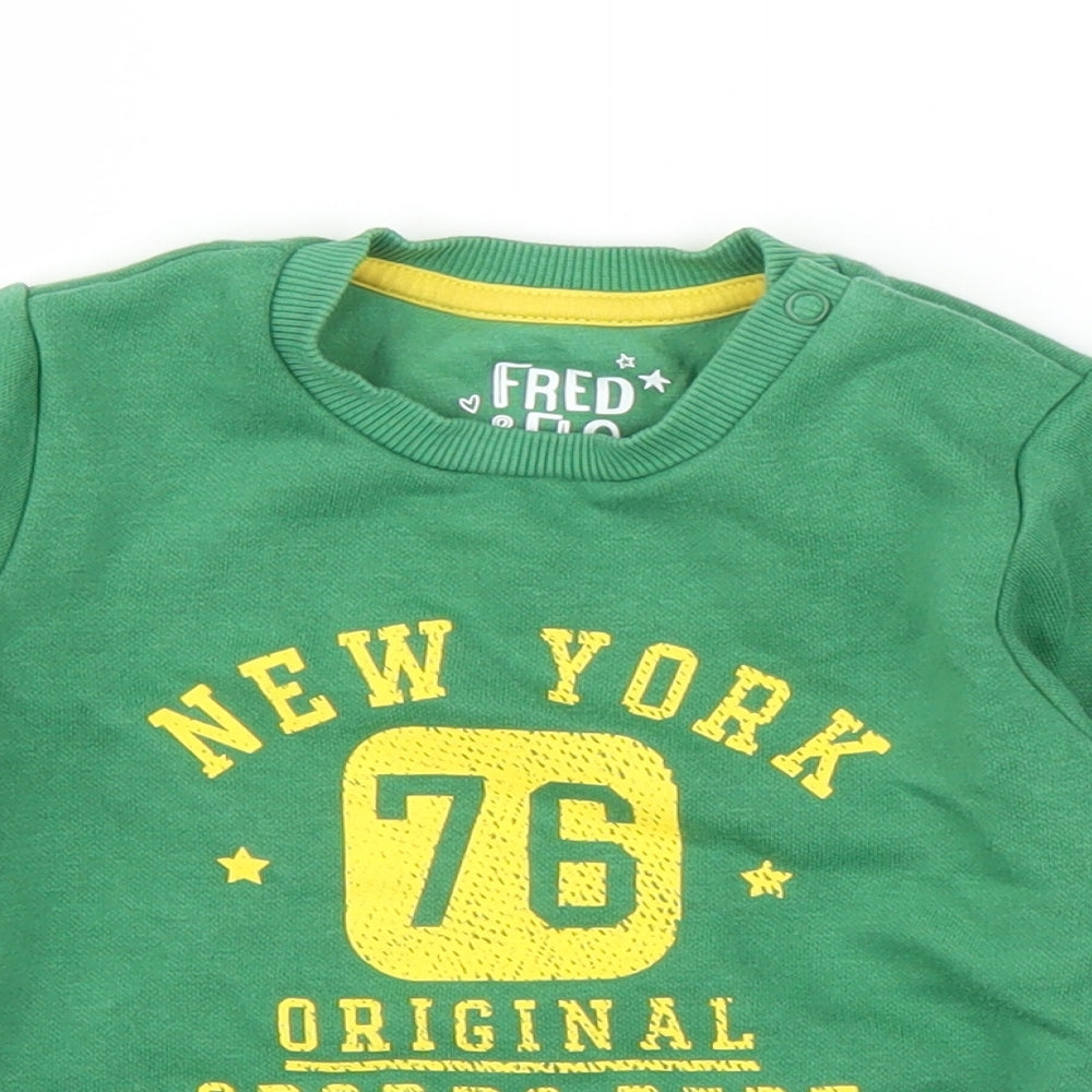 F&F Boys Green   Pullover Jumper Size 6-9 Months