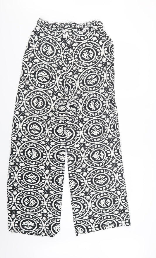 Label Be Womens Black Geometric  Trousers  Size 10 L29 in
