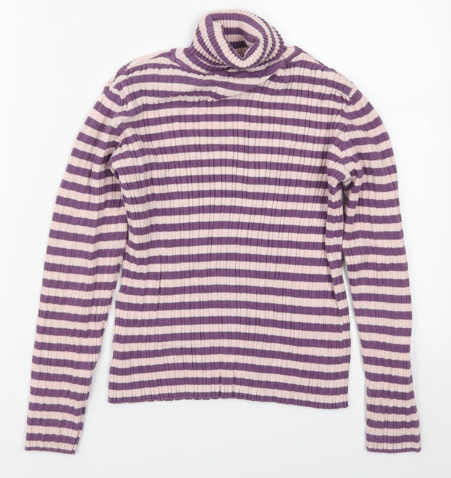Nutmeg Girls Purple Striped  Pullover Jumper Size 11-12 Years  - Pink