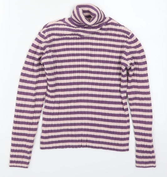 Nutmeg Girls Purple Striped  Pullover Jumper Size 11-12 Years  - Pink